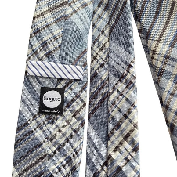BAGUTTA Plaid Silk Men’s Tie - Picture 4 of 6